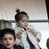 Victoria Beckham est venue soutenir son mari David, accompagnee de ses fils Brooklyn, Romeo et Cruz, de sa fille Harper et de ses beaux-parents David Edward Alan et Sandra Georgina West, au Parc des Princes à Paris le 9 Mars 2013.