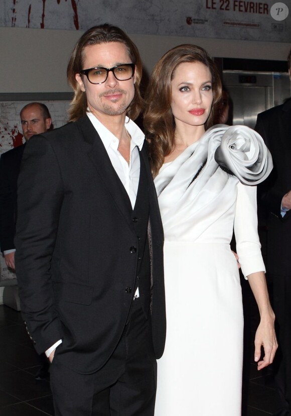 Angelina Jolie et Brad Pitt à Paris, le 16 février 2012.