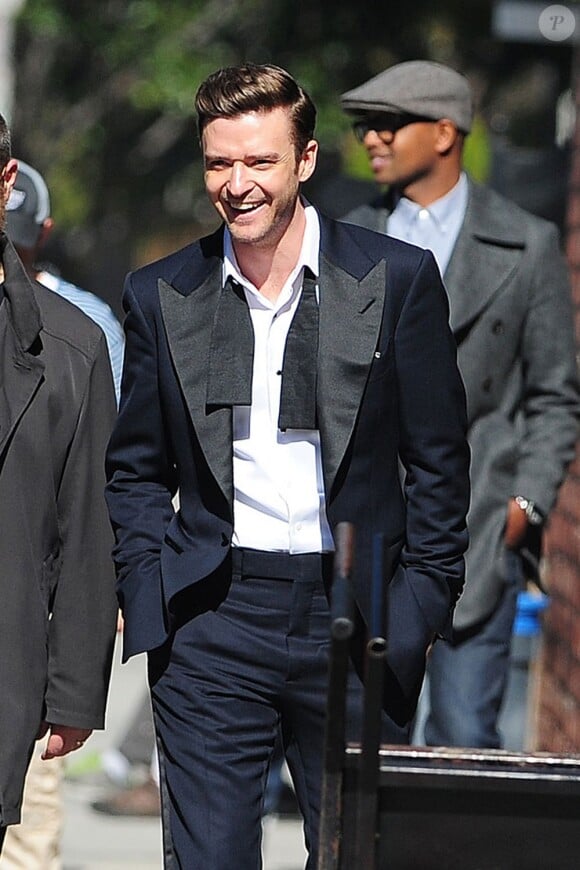 Justin Timberlake sur le tournage de son clip Suit & Tie à Los Angeles, le 30 janvier 2013.
