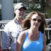 Britney Spears quitte le club de gym Drenched Fitness avec son petit ami David Lucado. Westlake Village, le 11 mars 2013.