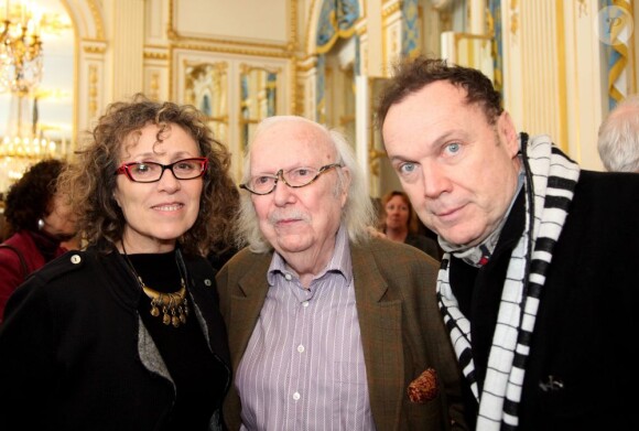 Mireille Dumas, Alain Rey et Julien Lepers au lancement de la Semaine de la langue francaise et de la Francophonie au ministère de la Culture, le 12 mars 2013.