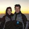 Le prince héritier du Danemark Frederik et son épouse la princesse Mary face au coucher de soleil depuis l'Observatoire du Cerro Paranal dans le désert d'Atacama le 14 mars 2013