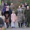 Sophie de Wessex et la famille royale lors de la messe de Noël à Sandringham le 25 décembre 2012