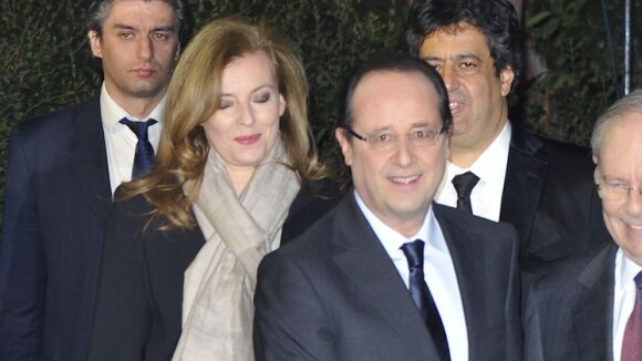 François Hollande avec Valérie Trierweiler et Anne Sinclair au dîner du Crif