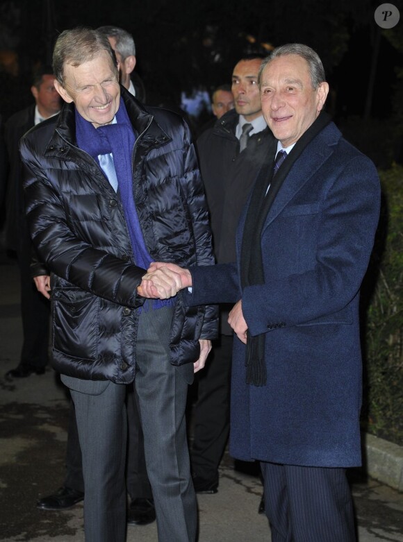 Etienne Mougeotte et Bertrand Delanoë lors du 28eme dîner annuel du Crif au Pavillon d'Armenonville à Paris le 20 mars 2013.