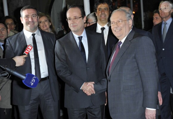 Francois Hollande et Richard Prasquier lors du 28eme dîner annuel du Crif au Pavillon d'Armenonville à Paris le 20 mars 2013.