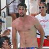 Michael Phelps, terriblement sexy et suivi par plusieurs caméras lors d'un supposé tournage dans une piscine de Miami le 20 mars 2013