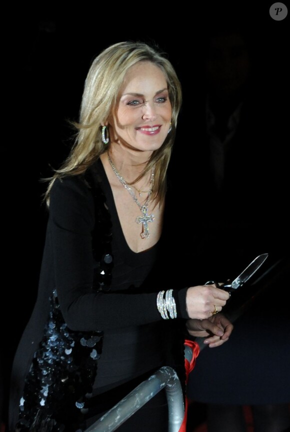 Sharon Stone le 22 mars 2013 lors du gala donné à Porto par la compagnie DouroAzul en l'honneur du baptême de deux nouveaux bateaux.