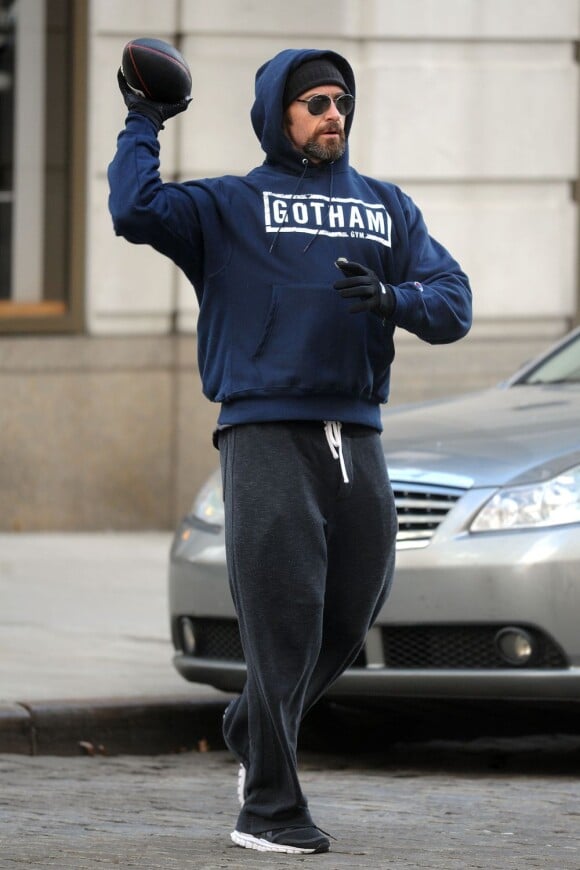 Hugh Jackman à New York le 23 mars 2013 pour une promenade en famille