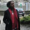 Rama Yade, enceinte, à son arrivée au tribunal de Nanterre, le 28 février 2013. Elle vient d'être relaxée par la justice, ce jeudi 28 mars, dans son procès pour faux, usage de faux et inscription indue sur une liste électorale.