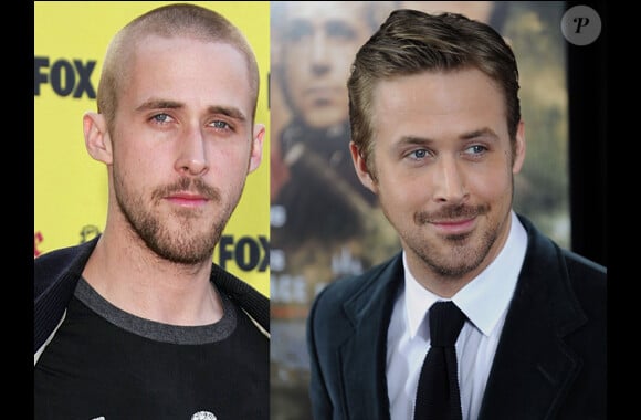 Ryan Gosling, devenu l'une des valeurs sûres du cinéma américain, n'a pas toujours eu de sex-appeal... A gauche lors de ses débuts dans les années 90 et à droite, en 2013, métamorphosé en dandy de 32 ans