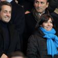 Nicolas Sarkozy et Anne Hidalgo - Quart de finale aller de la Ligue des champions de football entre le Paris Saint-Germain et le FC Barcelone au Parc des Princes à Paris le 2 avril 2013.