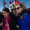 Valérie Trierweiler et Najat Vallaud-Belkacem au mausolée Mohammed V à Rabat, le 4 avril 2013.