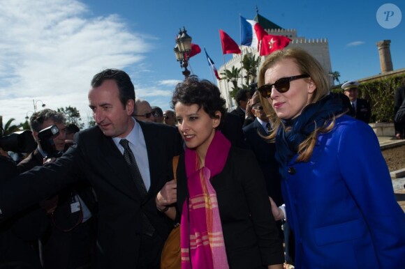 Valérie Trierweiler et Najat Vallaud-Belkacem au mausolée Mohammed V à Rabat, le 4 avril 2013.