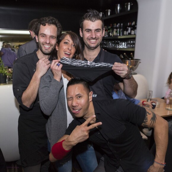 Yoni Saada, Latifa Ichou, Fabien Morreale et Julien Hagnery au restaurant de Yoni Saada, Miniatures, à Paris, le 5 avril 2013.