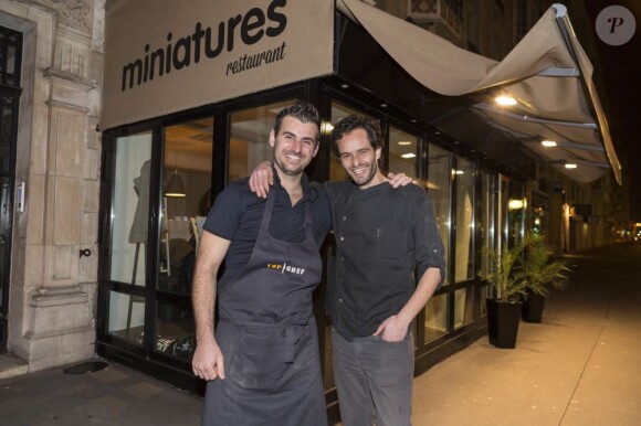 Fabien Morreale etYoni Saada au restaurant de Yoni Saada, Miniatures, à Paris, le 5 avril 2013.