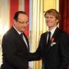 François Hollande et François Gabart, vainqueur du Vendée Globe 2012-2013 le 8 avril 2013 au palais de l'Elysée