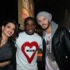 M. Pokora et Tal au côté de Rio Mavuba, capitaine de l'équipe de foot de Lille et organisateur de la soirée Une nuit à Makala au Zénith de Lille, le 8 avril 2013.