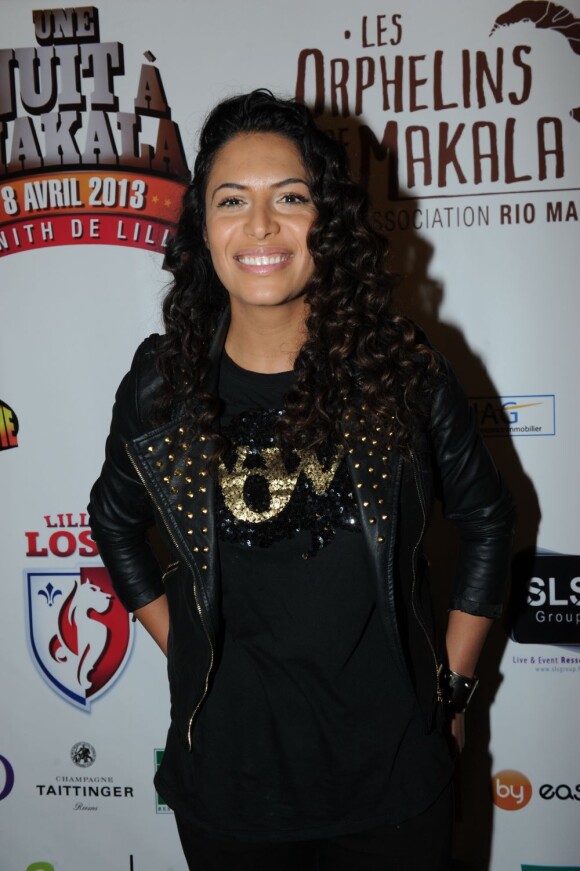 La chanteuse Zaho lors de la soirée Une nuit à Makala, organisée par Rio Mavuba, capitaine de l'équipe de foot de Lille, au Zénith de Lille, le 8 avril 2013.