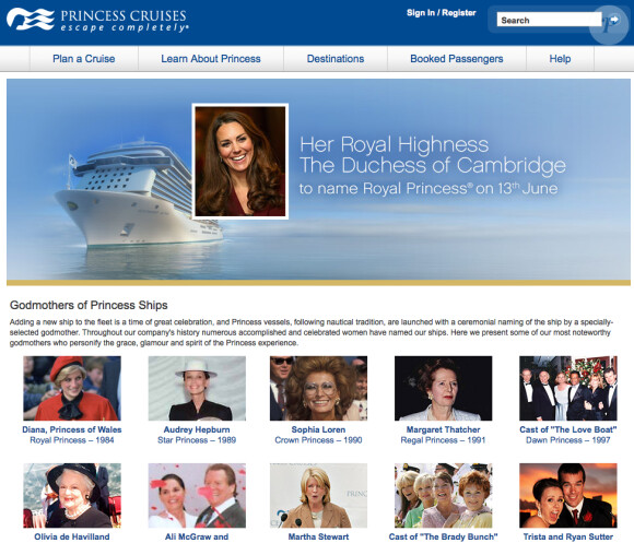 Kate Middleton baptisera le 13 juin 2013 à Southampton, un mois avant son accouchement, le Royal Princess, impressionnant nouveau bateau de la compagnie de croisières Princess Cruises