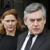 Gordon Brown et sa femme Sarah aux funérailles de Margaret Thatcher, célébrées le 17 avril 2013 en la cathédrale St Paul de Londres.