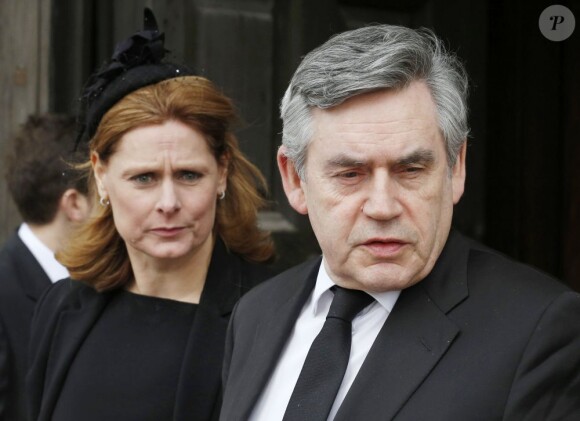Gordon Brown et sa femme Sarah aux funérailles de Margaret Thatcher, célébrées le 17 avril 2013 en la cathédrale St Paul de Londres.