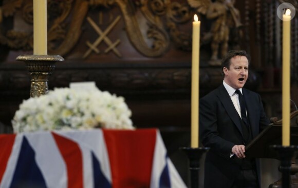 Prime Minister David Cameron gives a reading during the funeral service of Baroness Thatcher, at St Paul's Cathedral in London, UK on April 17, 2013. Photo by Kirsty Wigglesworth/PA Wire/ABACAPRESS.COM17/04/2013 - London