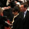 Le Premier ministre David Cameron aux funérailles de Margaret Thatcher, célébrées le 17 avril 2013 en la cathédrale St Paul de Londres.