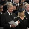 Mark Thatcher et sa femme Sarah aux funérailles de Margaret Thatcher, célébrées le 17 avril 2013 en la cathédrale St Paul de Londres.