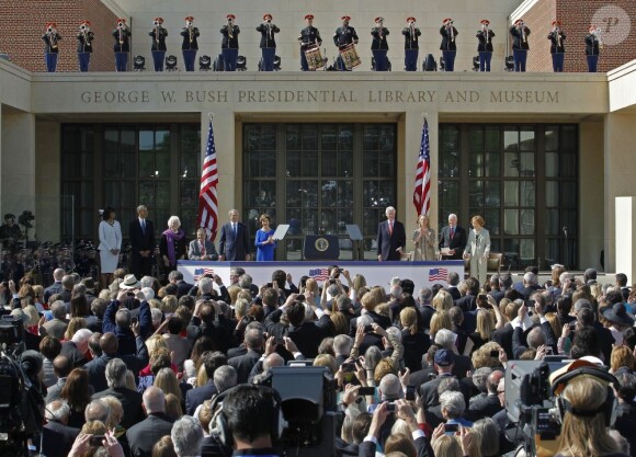 Barack Obama à l'inauguration du George W. Bush Presidential Library à Dallas au Texas, le 25 avril 2013.