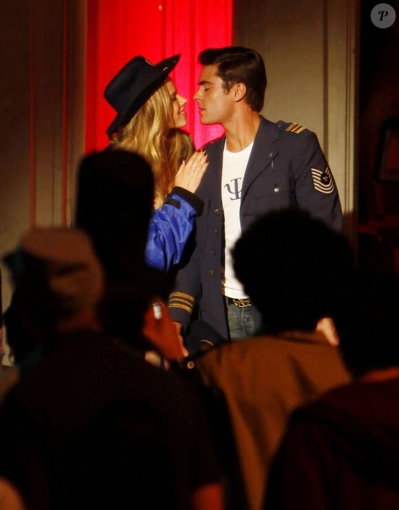 Zac Efron et Halston Sage sur le tournage du film Townies à Los Angeles, le 26 avril 2013.