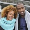 Teddy Riner et sa compagne Luthna à l'hippodrome de Paris-Vincennes le 20 janvier 2013