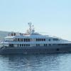 Le yacht O'Ceanos sur lequel la famille Kardashian navigue en mer Méditerranée. Le 27 avril 2013.