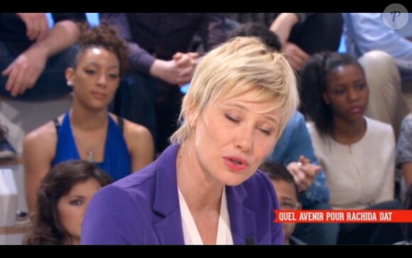 Rachida Dati sur le plateau du Supplément de Maïtena Biraben, sur Canal+, le 28 avril 2013.