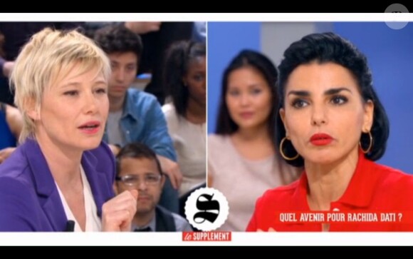 Rachida Dati sur le plateau du Supplément de Maïtena Biraben, sur Canal+, le 28 avril 2013.