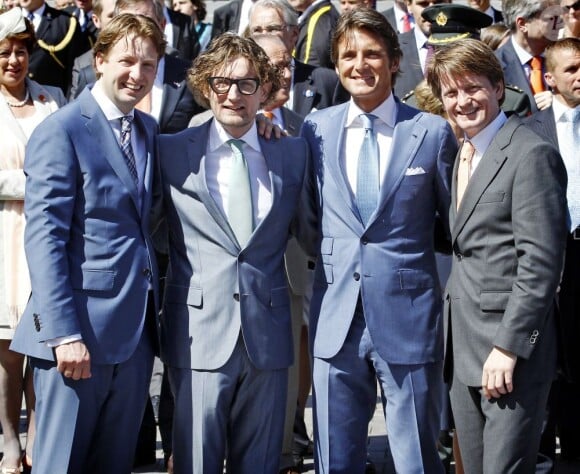 Le prince Maurits d'Orange-Nassau (centre-droite) avec ses frères Floris, Bernhard et Pieter Christiaan lors du Jour de la reine le 30 avril 2012.