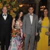 André de Montigny, Felipe Massa et sa femme Raffaela Bassi, le prince Albert, Luciana de Montigny, et Ronaldo et sa petite amie lors de la première soirée de la nuit brésilienne à Monaco le 4 mai 2013
