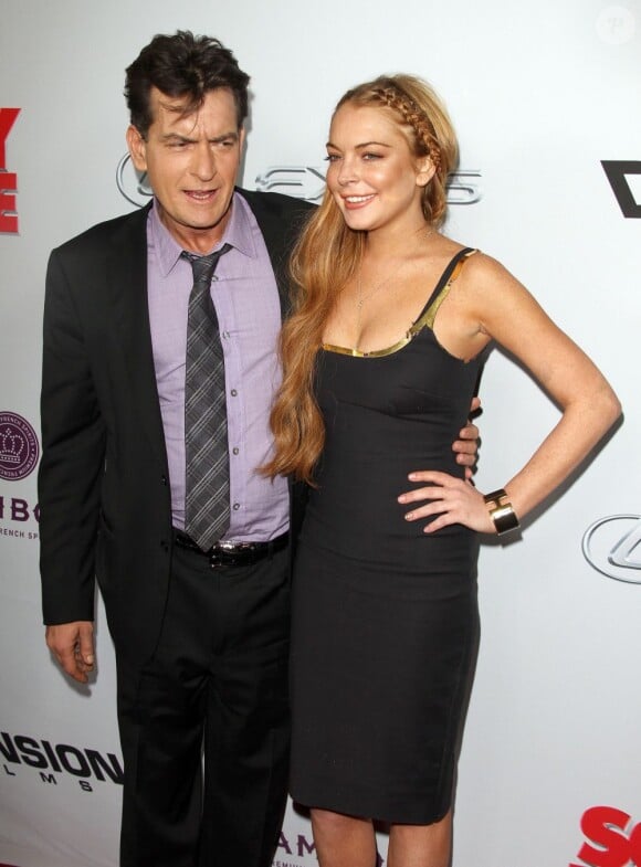 Lindsay Lohan et Charlie Sheen à l'avant-première de Scary Movie, à Hollywood, le 11 avril 2013.