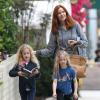 Marcia Cross et ses filles Eden et Savannah se rendent au Barnes & Noble à Santa Monica, le 7 mai 2013.