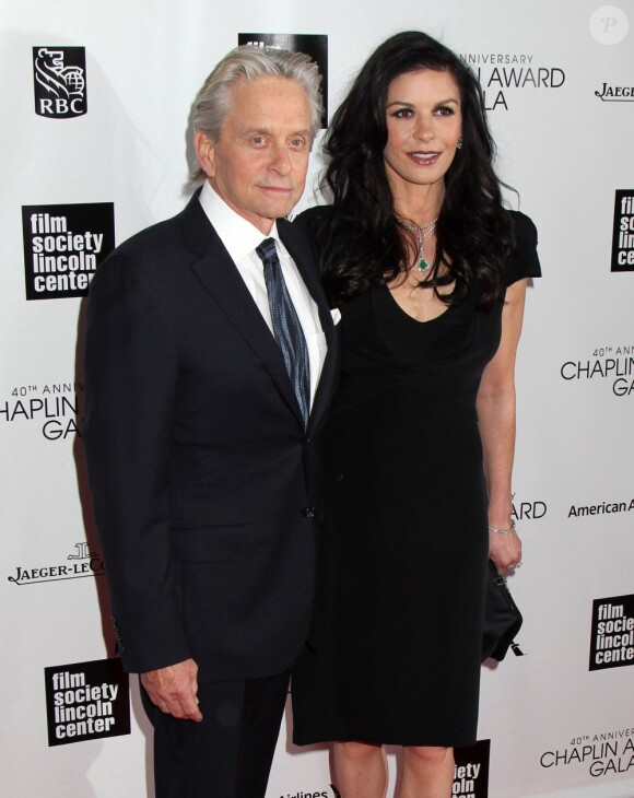 Michael Douglas et son épouse Catherine Zeta-Jones le 22 avril 2013 à New York