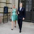 Anna et Richard Sylwander lors de la publication des bans du mariage de la princesse Madeleine de Suède et Chris O'Neill le 19 mai 2013
