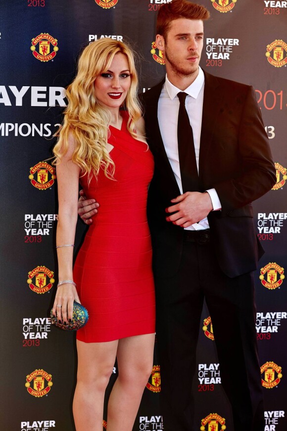 David de Gea et sa compagne lors de la soirée qui désignait le meilleur joueur de Manchester United pour la saison 2012-2013, le 15 mai 2013 à Manchester