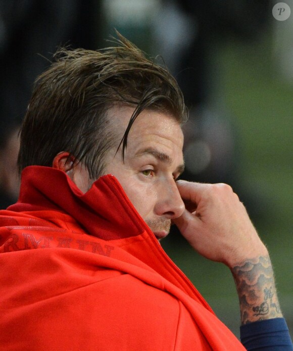 David Beckham était très ému le 18 mai 2013 au Parc des Princes pour ses adieux lors de PSG-Brest.