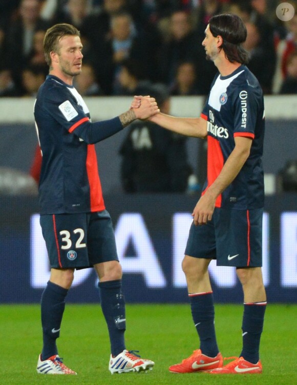 David Beckham était très ému le 18 mai 2013 au Parc des Princes pour ses adieux lors de PSG-Brest.