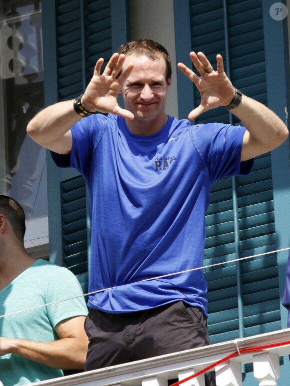 Exclusif - Matthew McConaughey et le footballeur américain Drew Brees lors d'un événement caritatif pour l'association de l'acteur, Just Keep Livin', à la Nouvelle-Orleans, le 17 mai 2013.