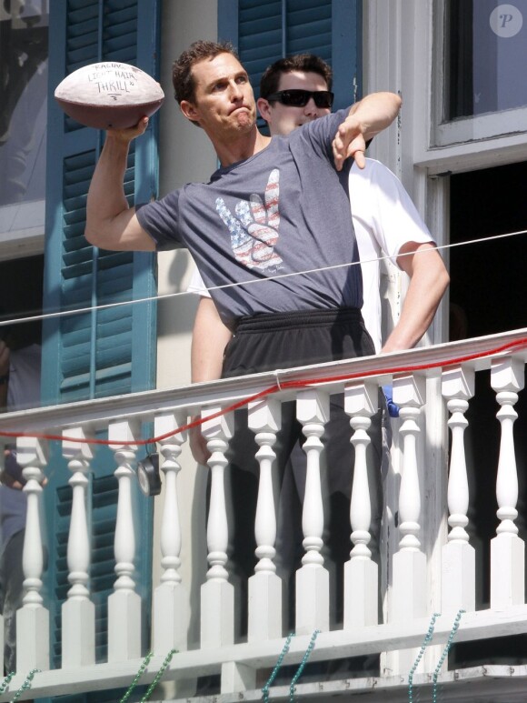 Exclusif - Matthew McConaughey et le footballeur américain Drew Brees lors d'un événement caritatif pour l'association de l'acteur, Just Keep Livin', à la Nouvelle-Orleans, le 17 mai 2013.