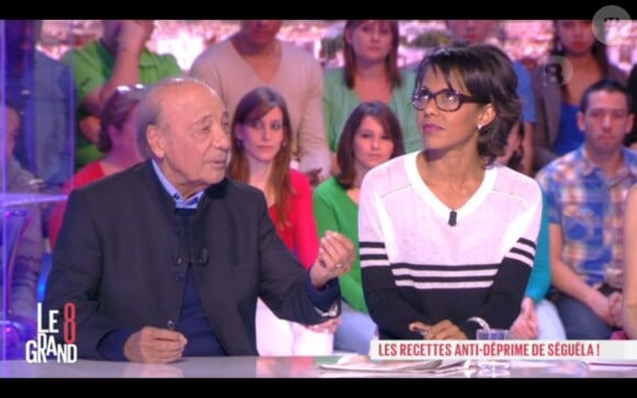 Audrey Pulvar et Jacques Séguéla sur le plateau du "Grand 8" sur D8, le lundi 27 mai 2013.