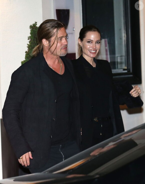 Brad Pitt - en promotion pour World War Z - et Angelina Jolie allant dîner au restaurant Il Vino d'Enrico Bernardo, le restaurant du meilleur sommelier du monde, avant de se rendre au club "Le Silencio" à Paris, le 3 juin 2013