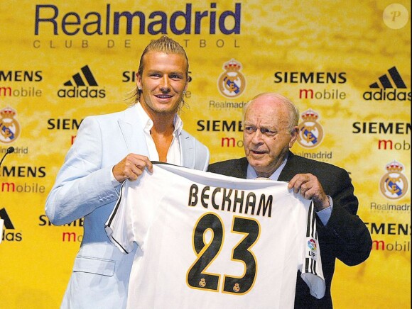 David Beckham et Alfredo Di Stefano le 2 juillet 2003.
