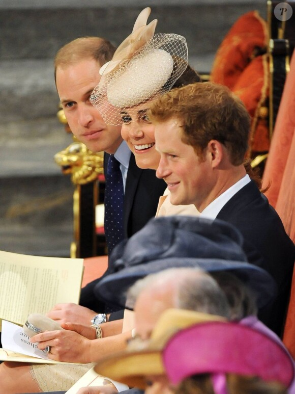 Le prince Harry assistait avec le prince William et Kate Middleton à la cérémonie pour les 60 ans du couronnement d'Elizabeth II, le 4 juin 2013 en l'abbaye de Westminster.
